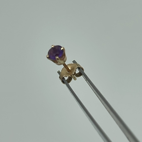 Amethyst Post Earrings - 14k Gold - Picture 5 of 8